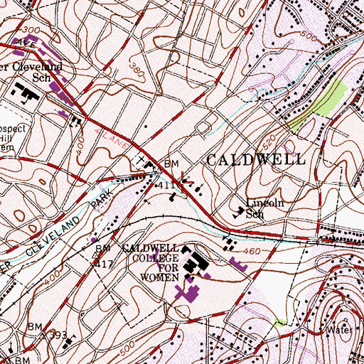 Topographic Map of Caldwell Police Dept, NJ