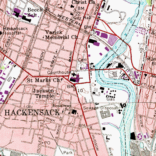 Topographic Map of Bergen County Sheriff's Police Department, NJ