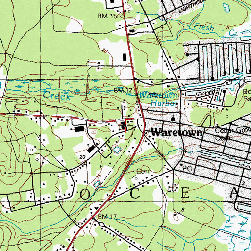 Topographic Map of Ocean Township Police Department, NJ