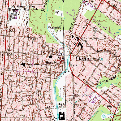 Topographic Map of Demarest Police Department, NJ