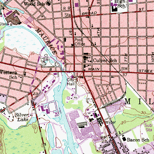 Topographic Map of Millville Police Department, NJ