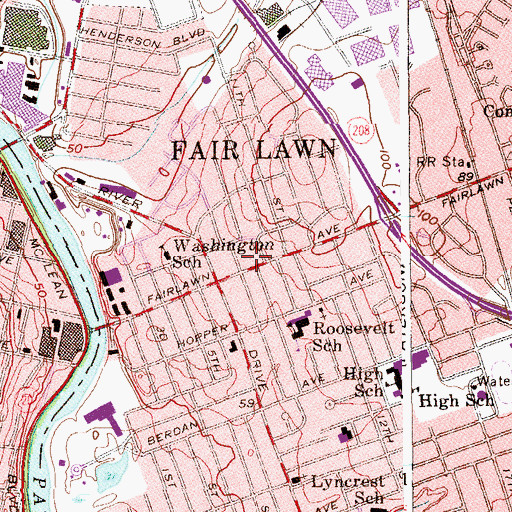 Topographic Map of Fair Lawn Police Department, NJ