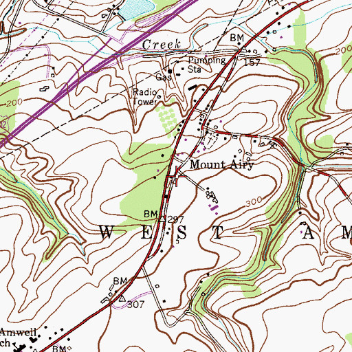 Topographic Map of West Amwell Township Police Department, NJ