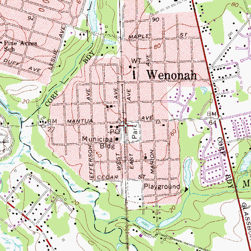 Topographic Map of Wenonah Police Department, NJ