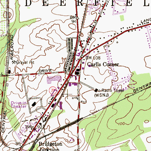 Topographic Map of New Jersey State Police Troop A Bridgeton Road Station, NJ