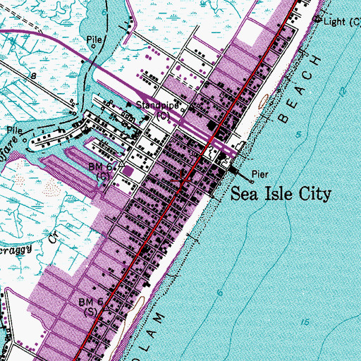 Topographic Map of Sea Isle City Beach Patrol, NJ