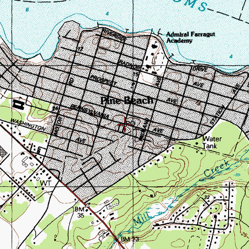 Topographic Map of Pine Beach Police Department, NJ