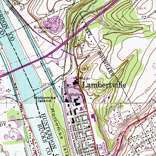 Topographic Map of Lambertville Police Department, NJ