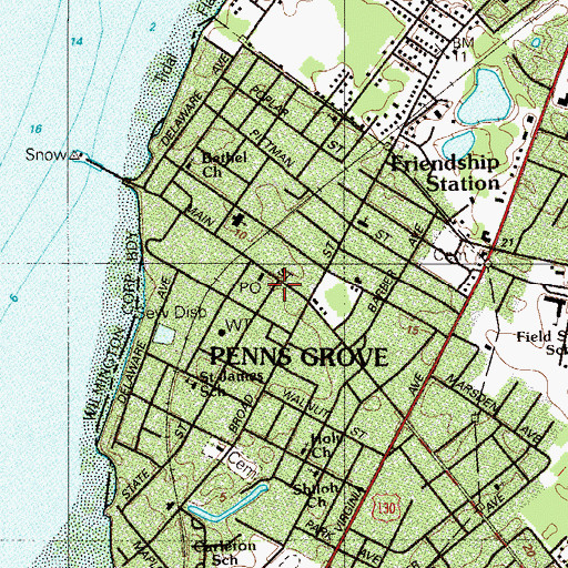 Topographic Map of Penns Grove Police Dept, NJ