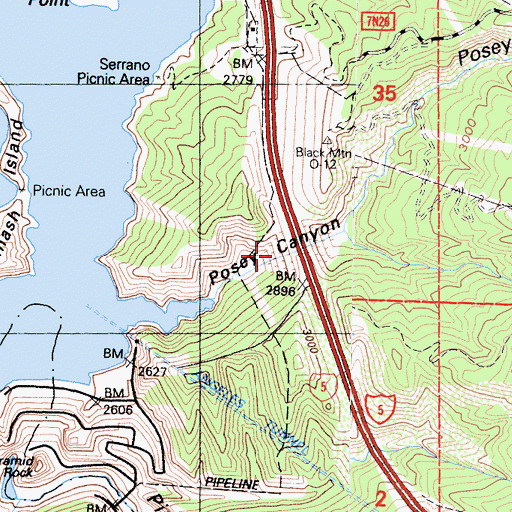 Topographic Map of Posey Canyon, CA