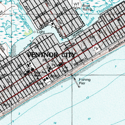 Topographic Map of Ventnor City Beach Patrol, NJ
