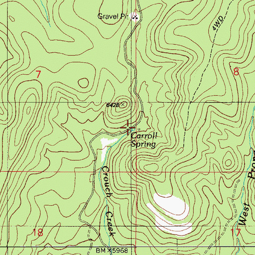 Topographic Map of Carroll Spring, AZ