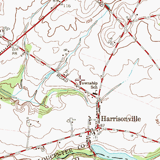 Topographic Map of South Harrison Twp Police Dept, NJ