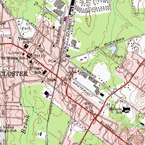Topographic Map of Closter Boro Police Department, NJ