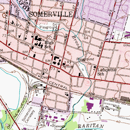 Topographic Map of Somerset County Sheriff's Office, NJ