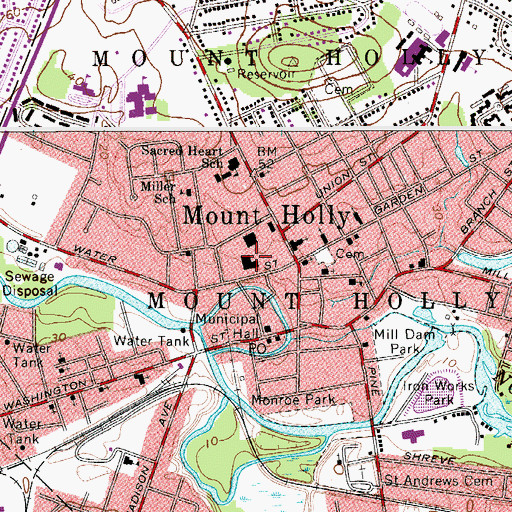 Topographic Map of Burlington County Sheriff, NJ