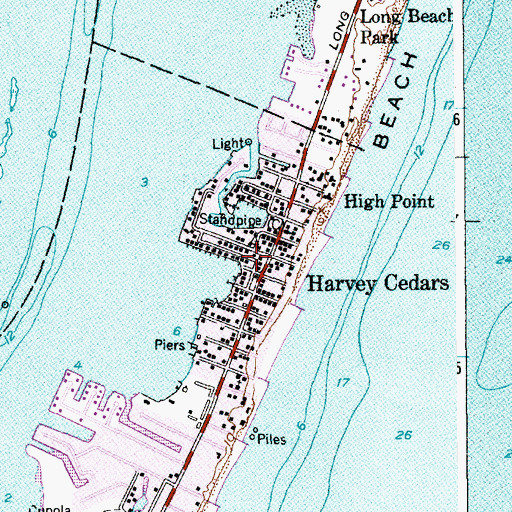 Topographic Map of Long Beach Township Beach Patrol, NJ