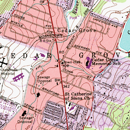 Topographic Map of Cedar Grove Police Department, NJ