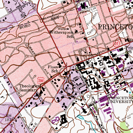 Topographic Map of Princeton Township Police Dept, NJ