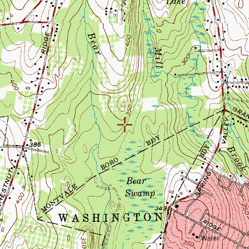 Topographic Map of Montvale Police Department, NJ