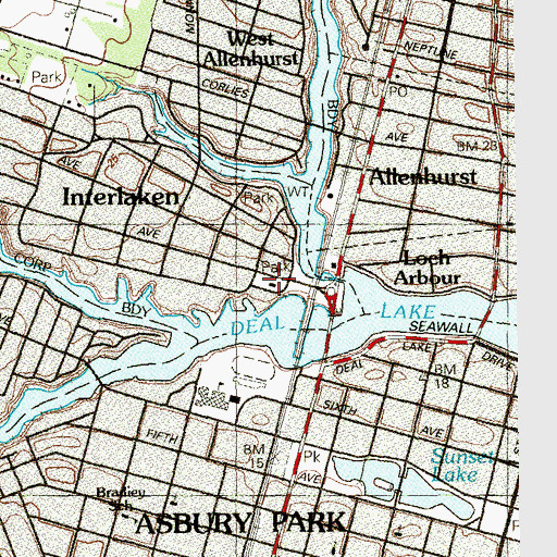 Topographic Map of Interlaken Borough Police Department, NJ