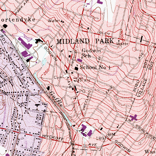 Topographic Map of Midland Park Police Department, NJ