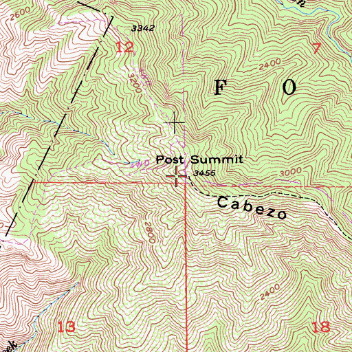 Topographic Map of Post Summit, CA