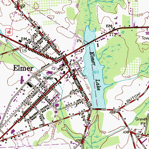 Topographic Map of Elmer Police Department, NJ