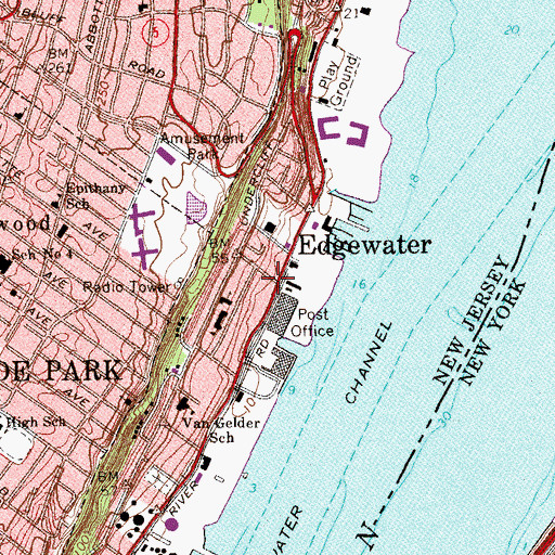 Topographic Map of Edgewater Ambulance Service, NJ