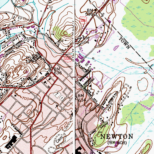 Topographic Map of Newton Police Department, NJ
