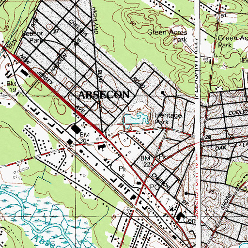 Topographic Map of Absecon Police Department, NJ