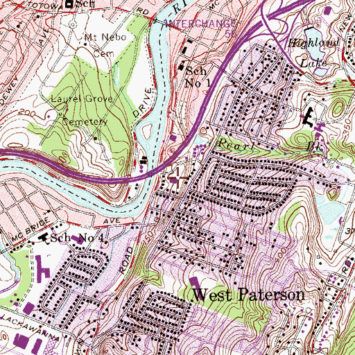 Topographic Map of West Paterson Police Department, NJ