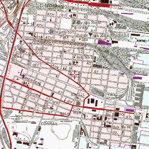 Topographic Map of Jersey City Police Headquarters, NJ