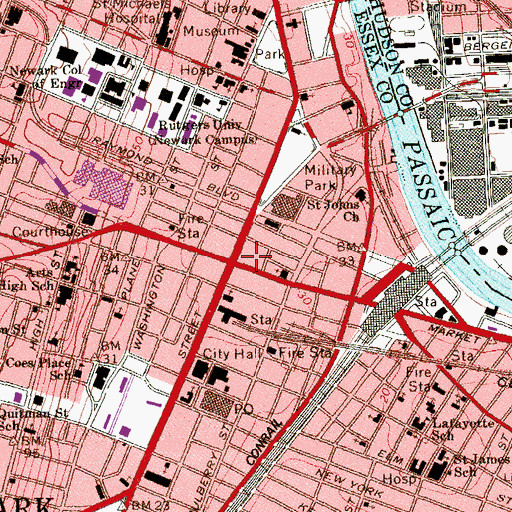Topographic Map of Newark Police Department Metro Division, NJ
