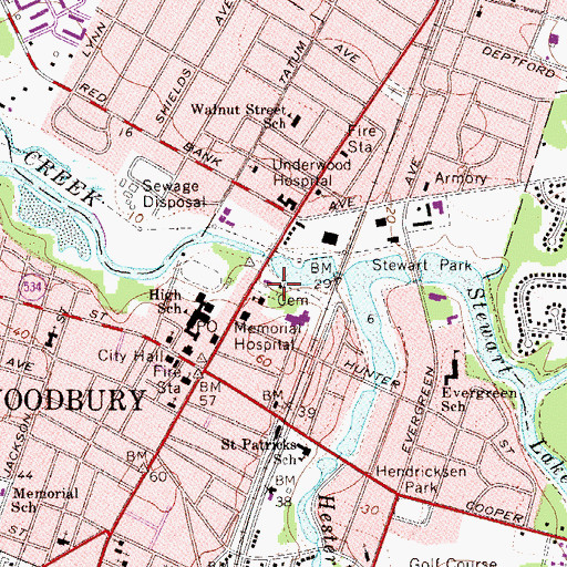 Topographic Map of Woodbury Police Dept, NJ
