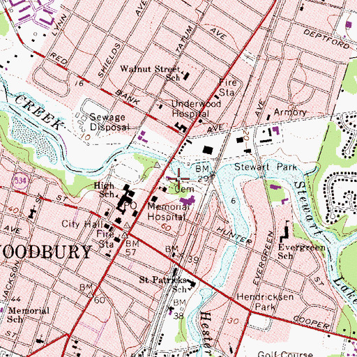 Topographic Map of Woodbury Police Dept, NJ