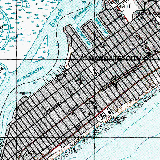 Topographic Map of Margate City Police Department, NJ