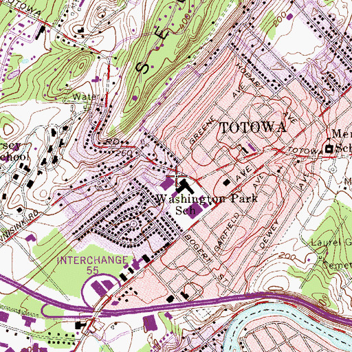 Topographic Map of Totowa Police Department, NJ