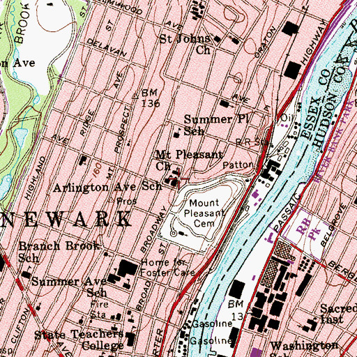 Topographic Map of Newark Police Department Precinct 2, NJ