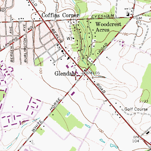 Topographic Map of Voorhees Township Police Department, NJ