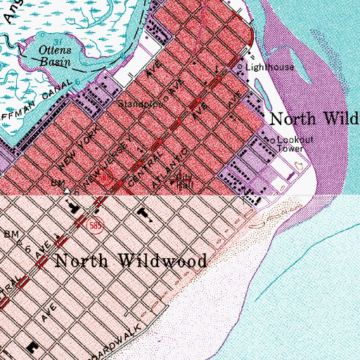 Topographic Map of North Wildwood Police Department, NJ