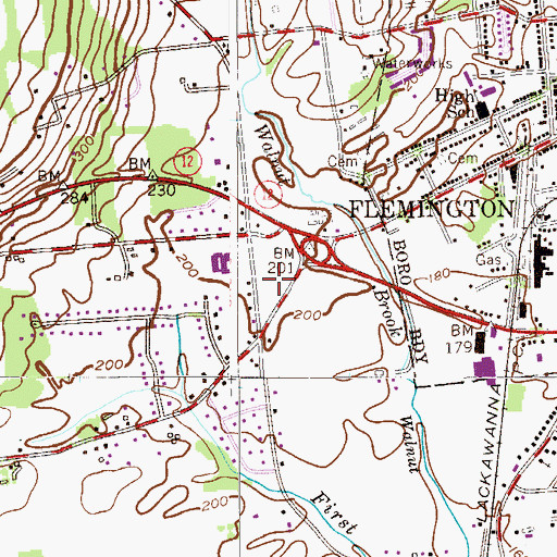 Topographic Map of Raritan Township Police Department, NJ