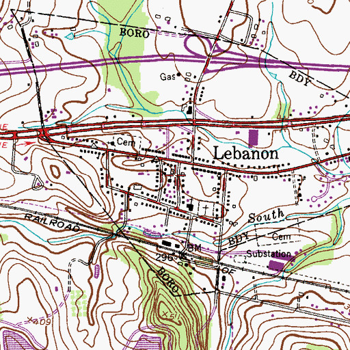 Topographic Map of Lebanon Borough Police Department, NJ