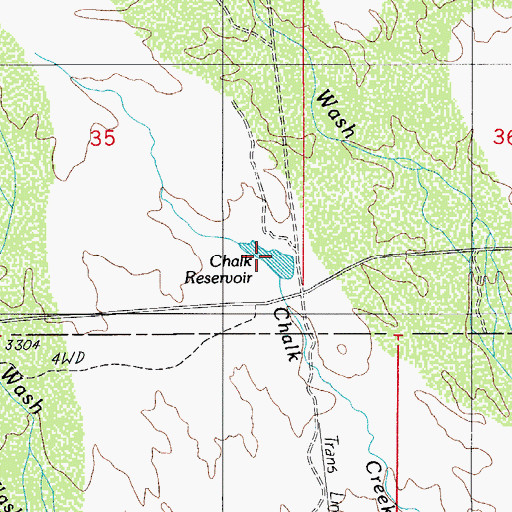 Topographic Map of Chalk Reservoir, AZ