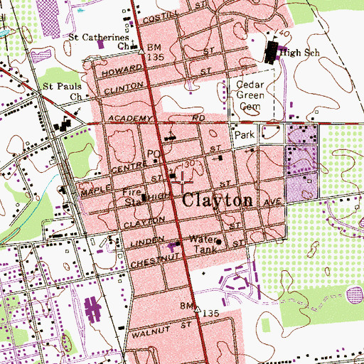 Topographic Map of Clayton Police Department, NJ