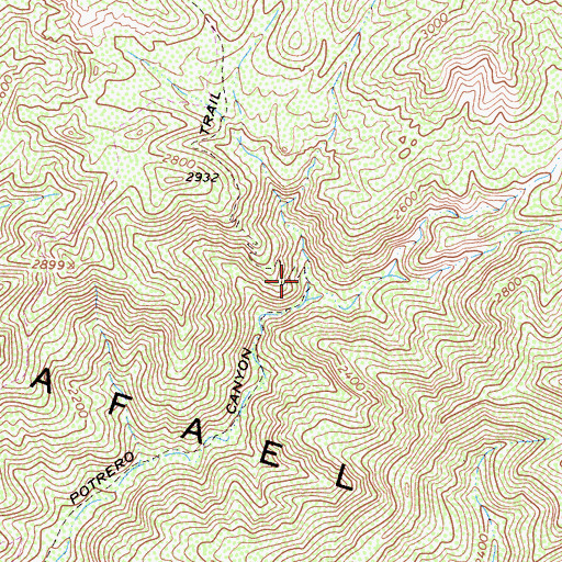 Topographic Map of Potrero Canyon Trail, CA