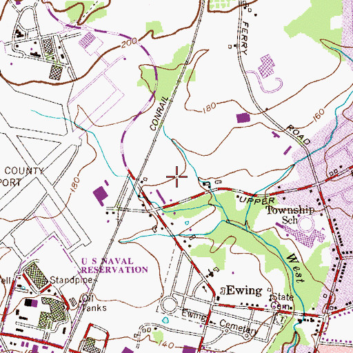 Topographic Map of Ewing Township Police Department, NJ