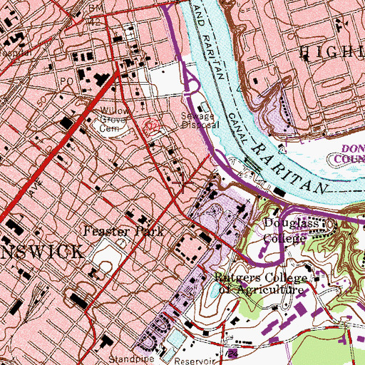Topographic Map of Rutgers University Police Department, NJ