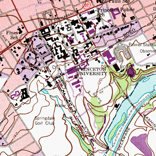 Topographic Map of Princeton University Department of Public Safety, NJ