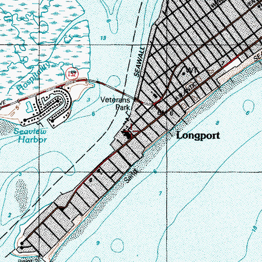 Topographic Map of Longport Police Department, NJ